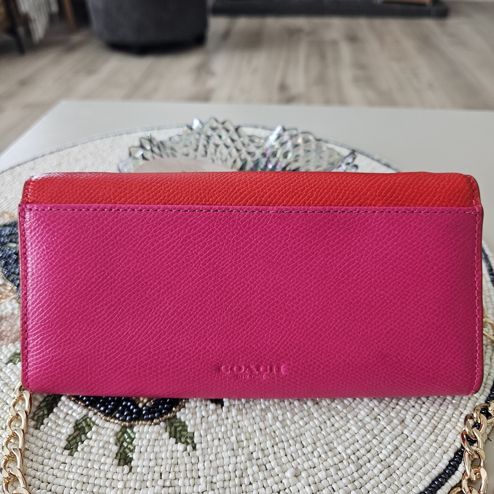 Coach Red And Pink Crossbody Wallet with Gold Hardware - Picture 4 of 16